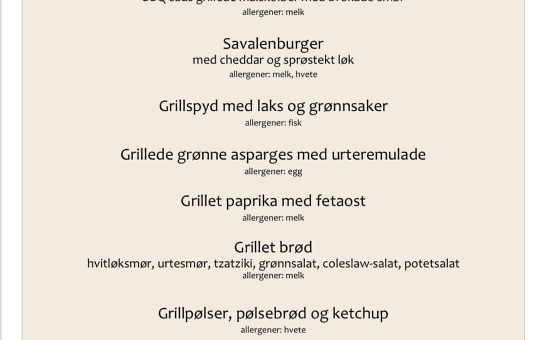 Meny Sommertreffen lørdag 19. juli Savalen