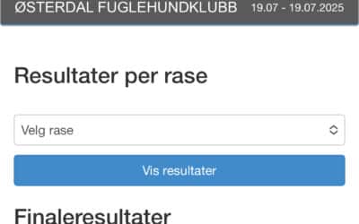 Resultater fra dagens utstilling